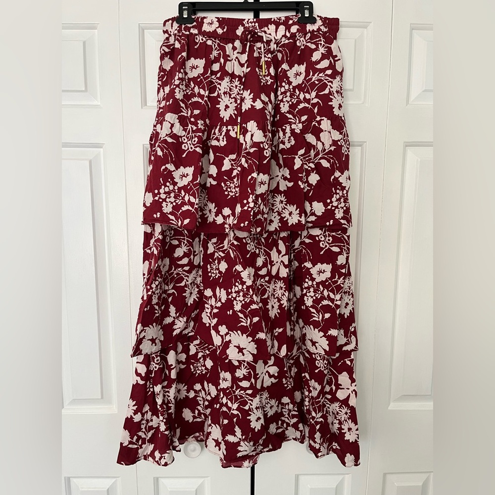 Outerknown Red Floral Maxi Skirt